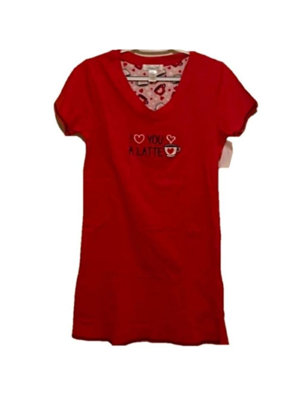 I Love You A Latte Nightshirt NWT Rene Rafe SM 100% Cotton Gown